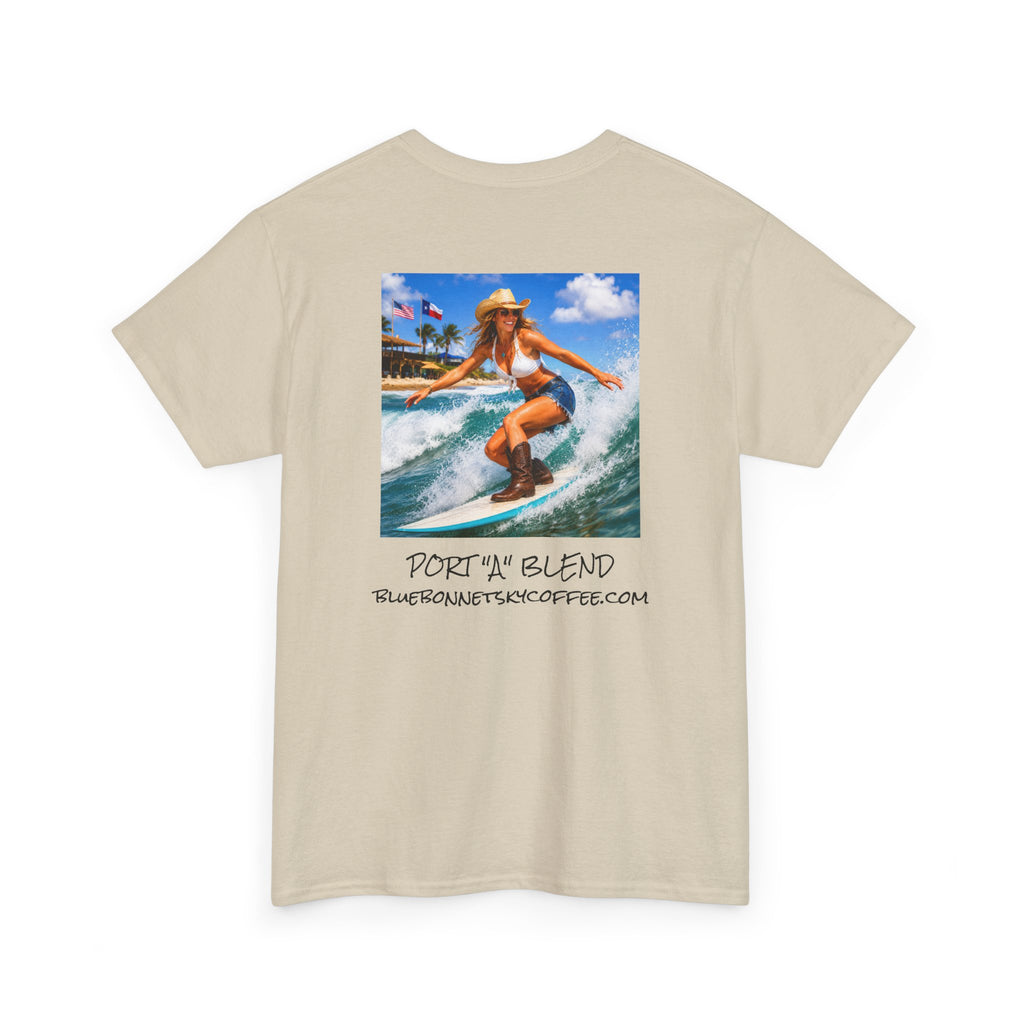 Port "A" blend-Retro Bluebonnet Sky Coffee Graphic T-Shirt