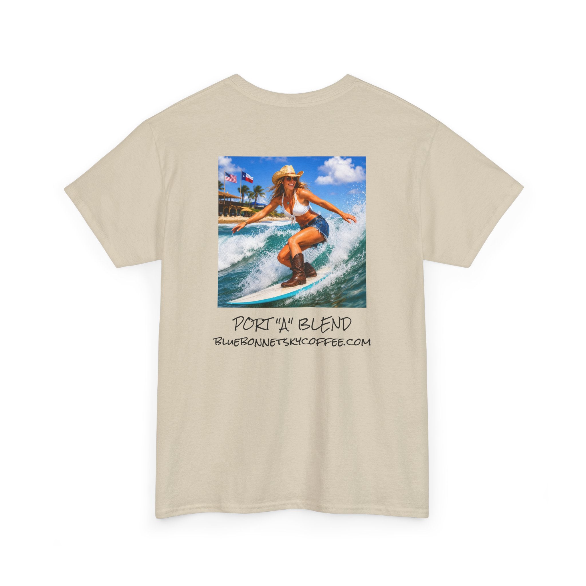 Port "A" blend-Retro Bluebonnet Sky Coffee Graphic T-Shirt