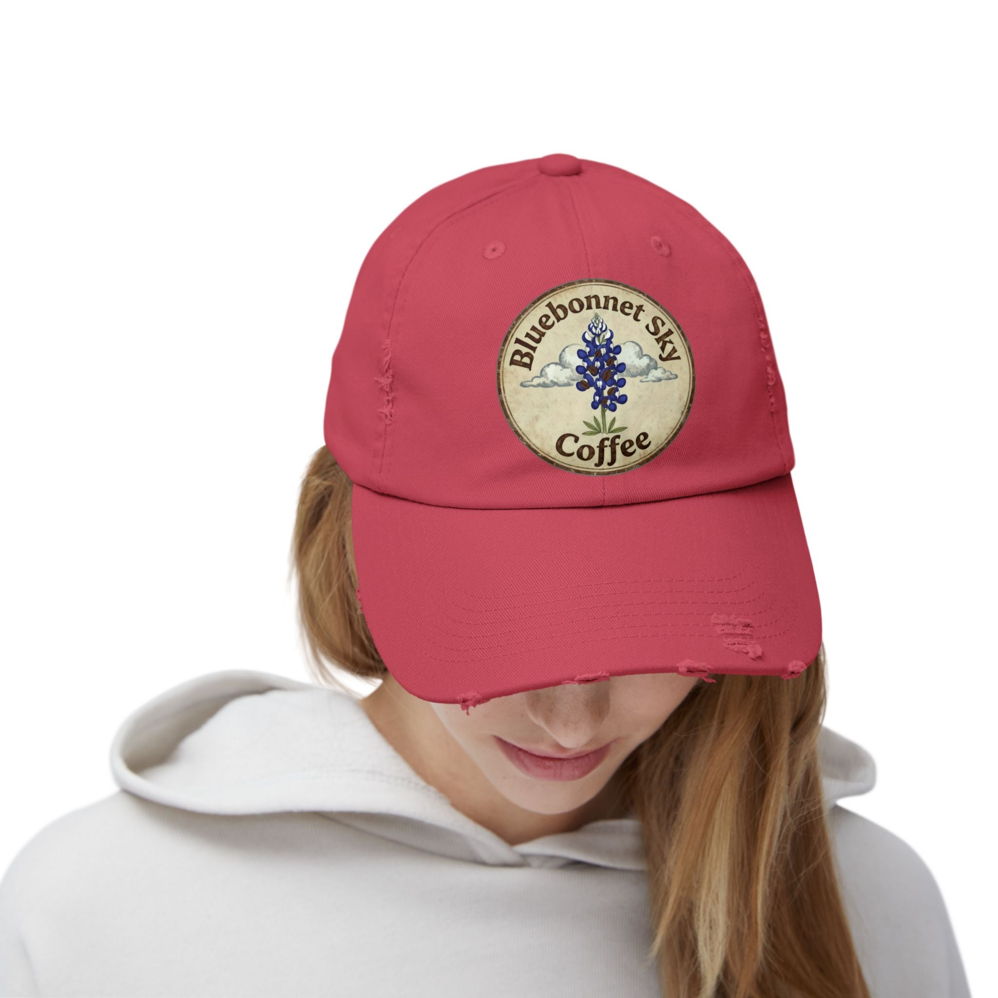 Bluebonnet Sky Coffee-Distressed Cap
