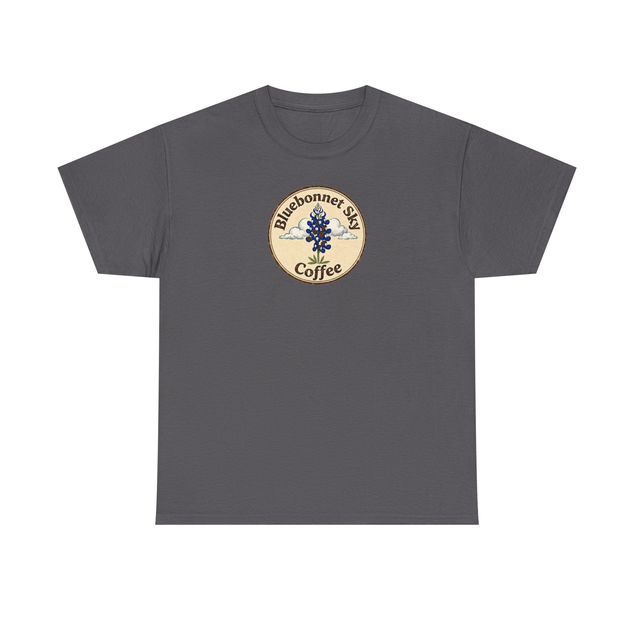 Buck Fever Decaf Coffee Tee-Retro Bluebonnet Sky Coffee Graphic T-Shirt