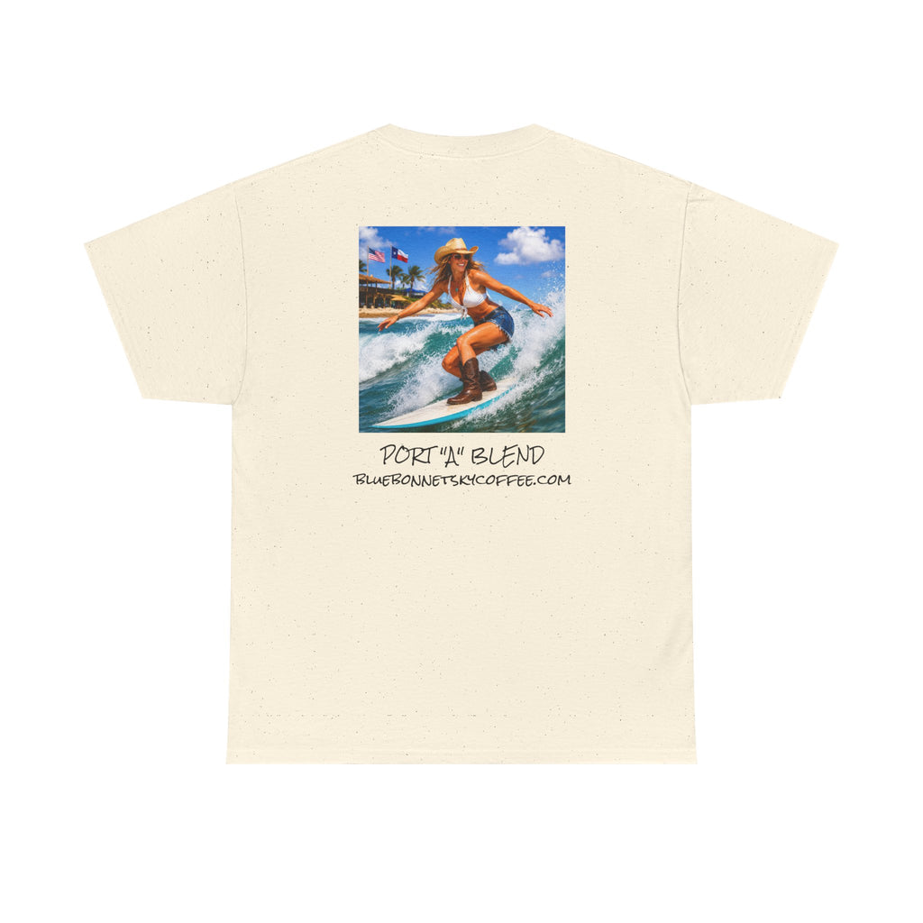 Port "A" blend-Retro Bluebonnet Sky Coffee Graphic T-Shirt
