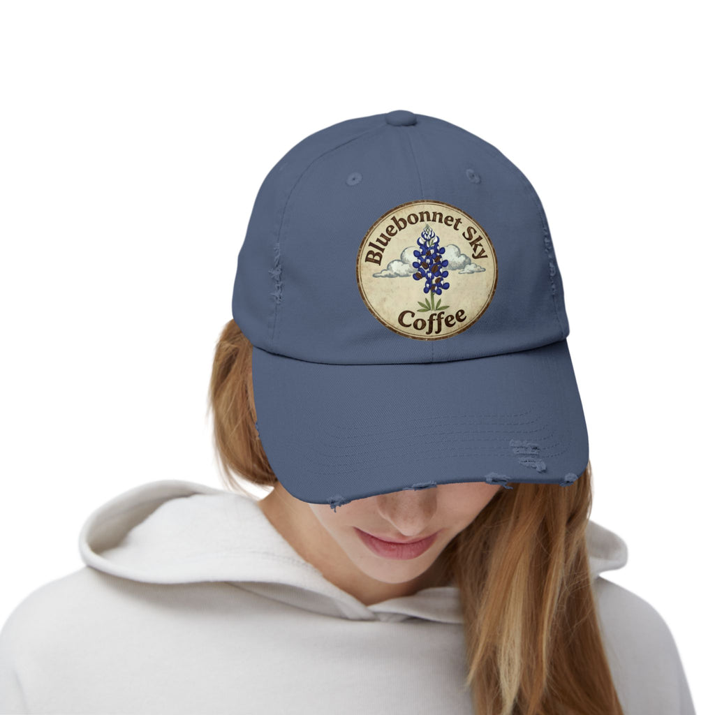 Bluebonnet Sky Coffee-Distressed Cap
