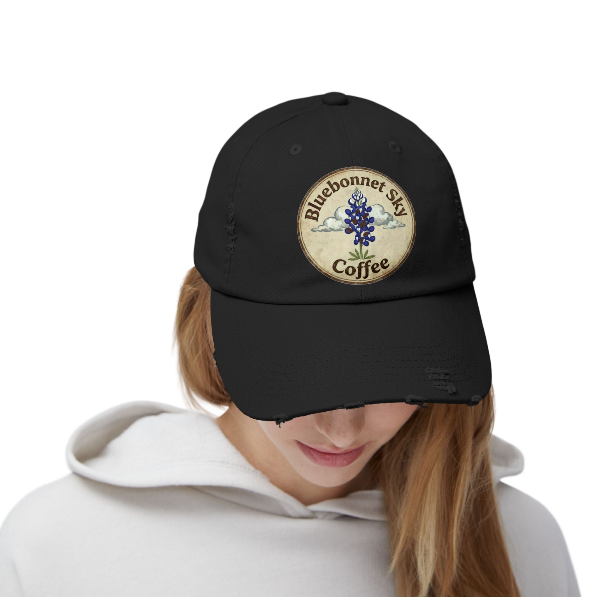 Bluebonnet Sky Coffee-Distressed Cap