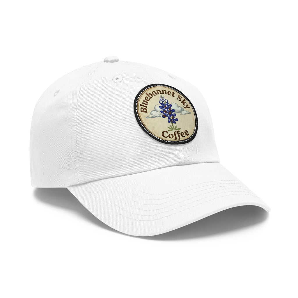 Bluebonnet Sky Coffee Leather Patch Dad Hat