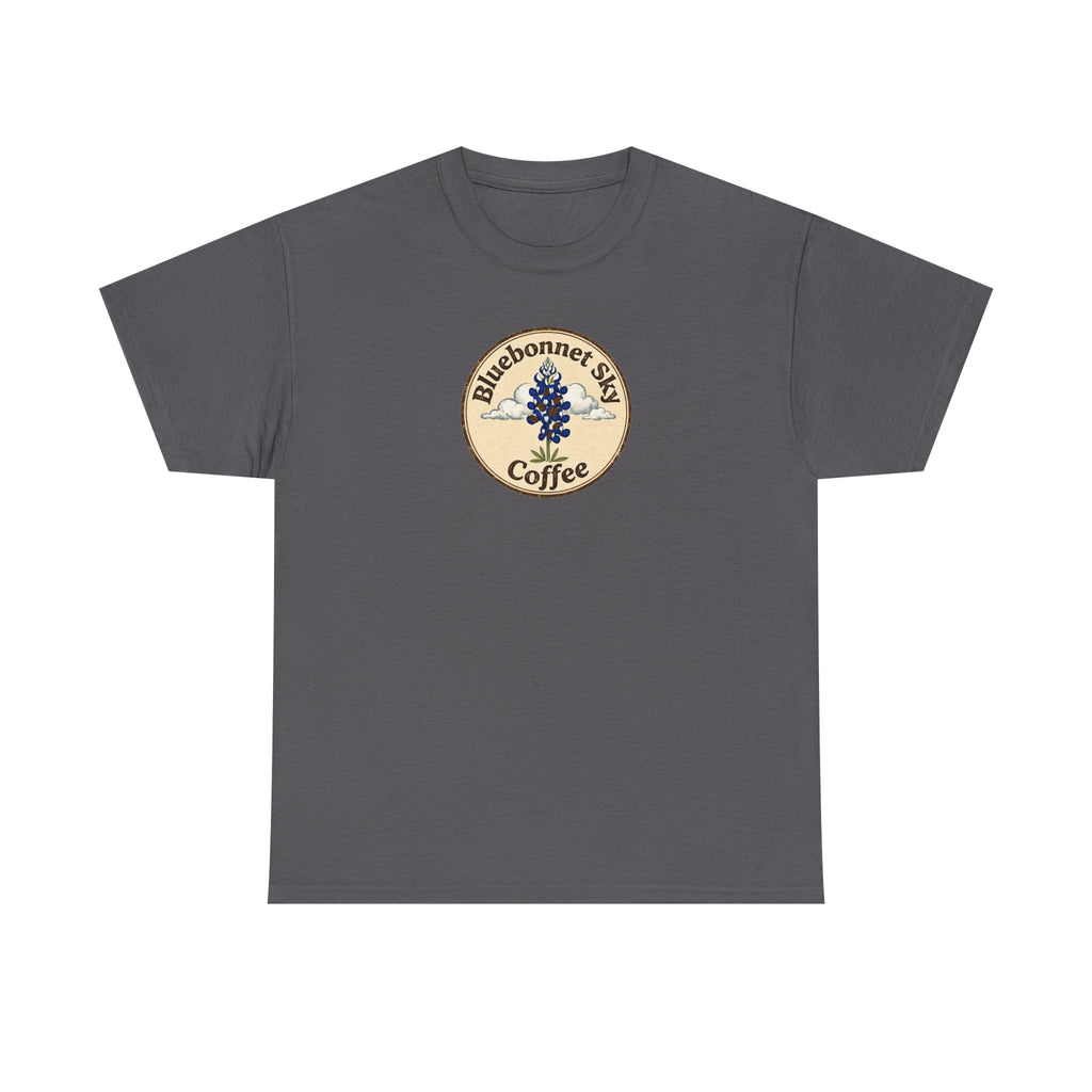 Vaquero Single Origin Tee — Retro Bluebonnet Sky Coffee Graphic T-Shirt