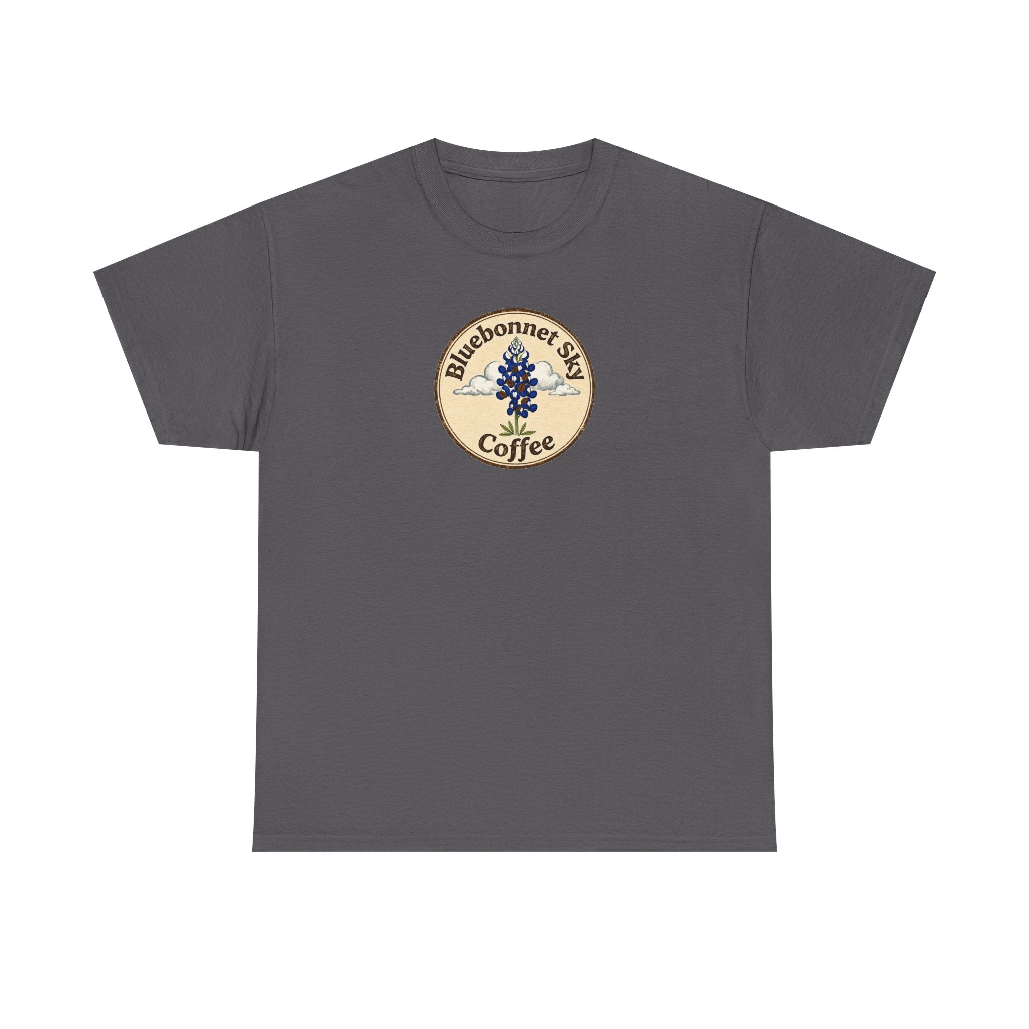 Vaquero Single Origin Tee — Retro Bluebonnet Sky Coffee Graphic T-Shirt