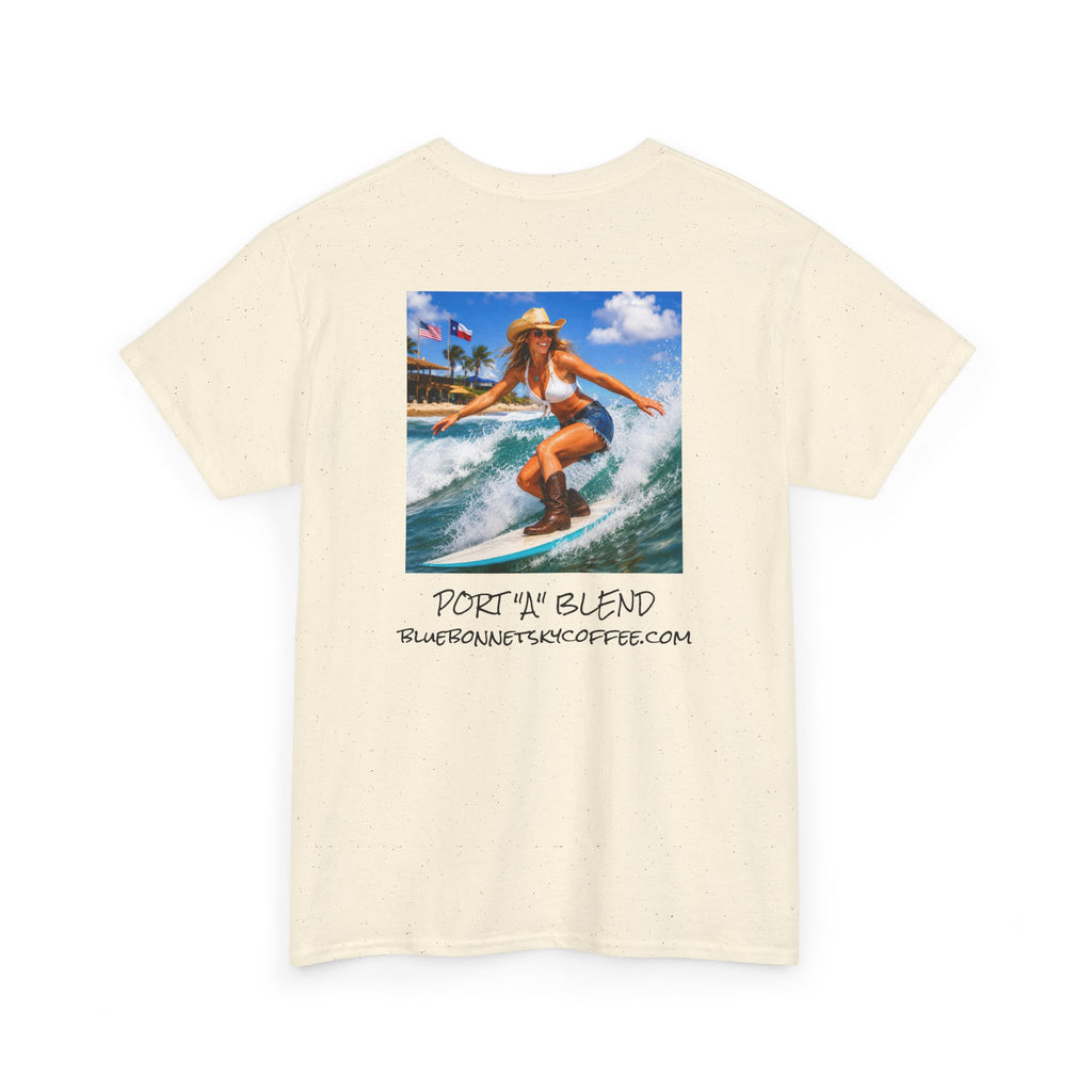 Port "A" blend-Retro Bluebonnet Sky Coffee Graphic T-Shirt