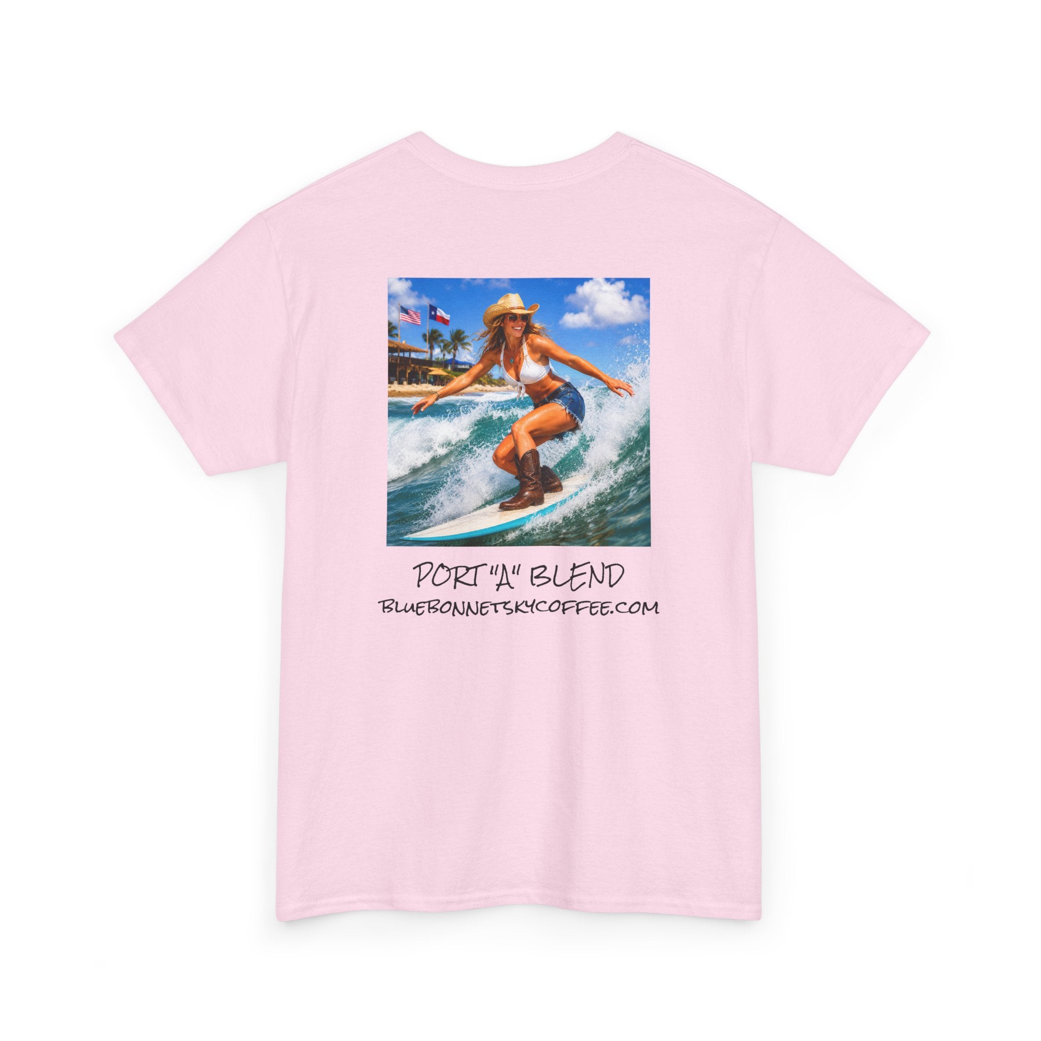 Port "A" blend-Retro Bluebonnet Sky Coffee Graphic T-Shirt