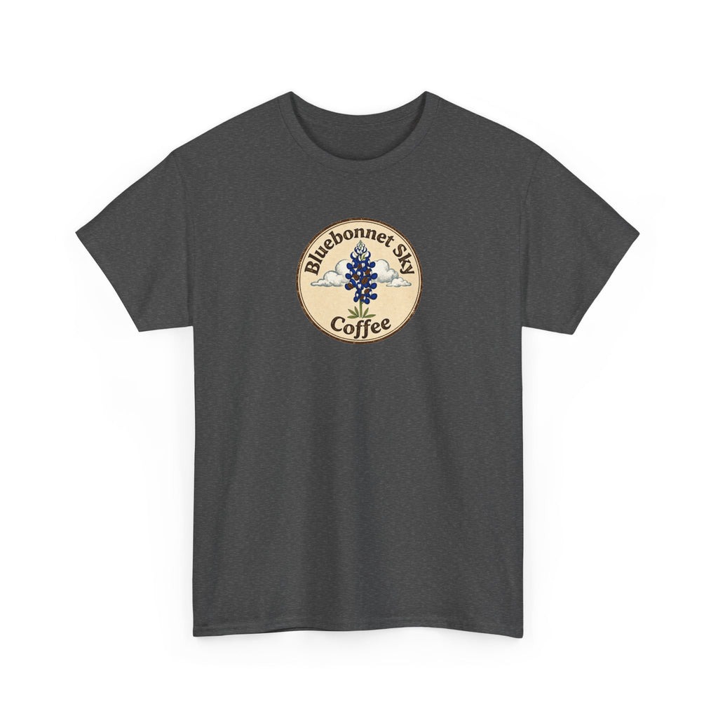 Vaquero Single Origin Tee — Retro Bluebonnet Sky Coffee Graphic T-Shirt