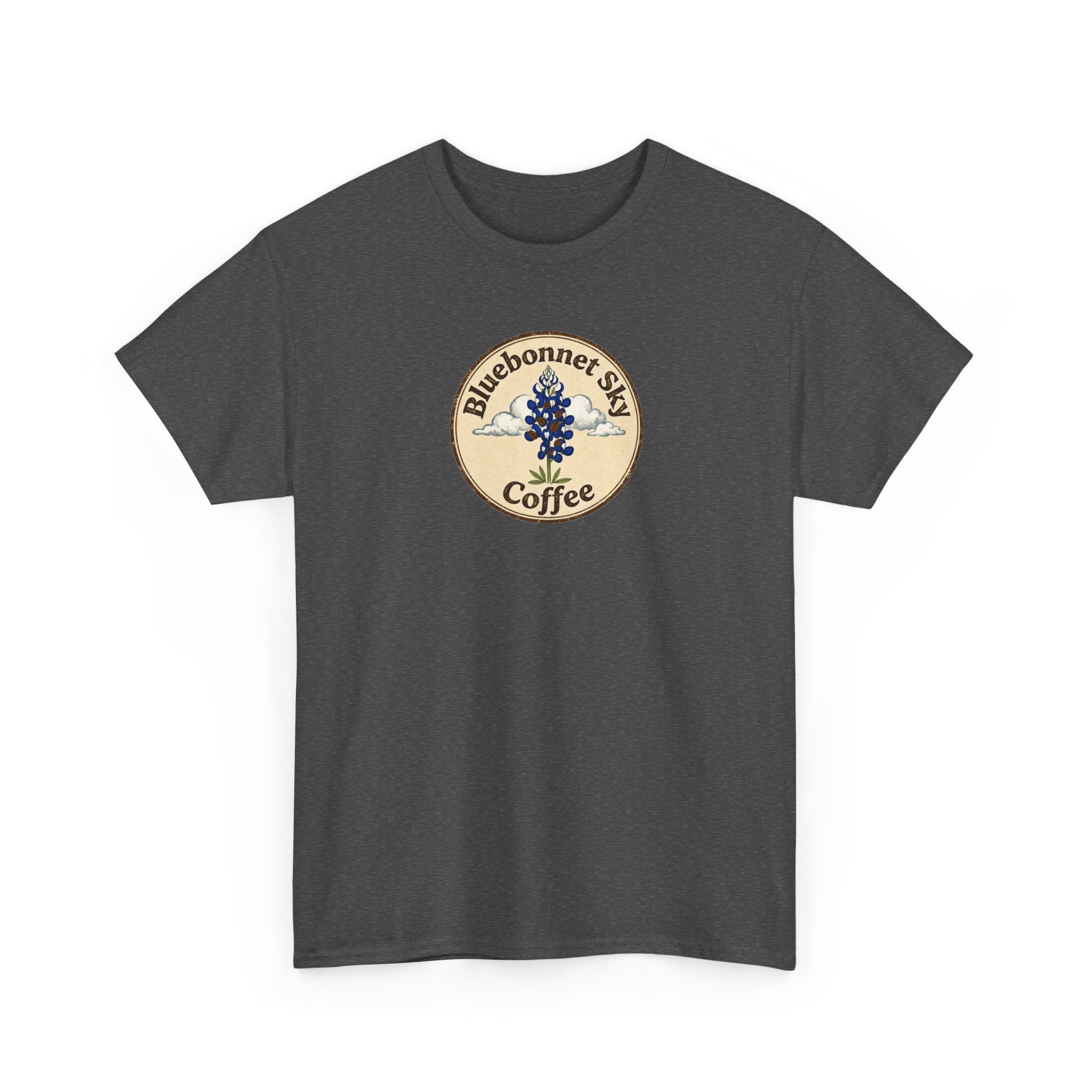 Vaquero Single Origin Tee — Retro Bluebonnet Sky Coffee Graphic T-Shirt