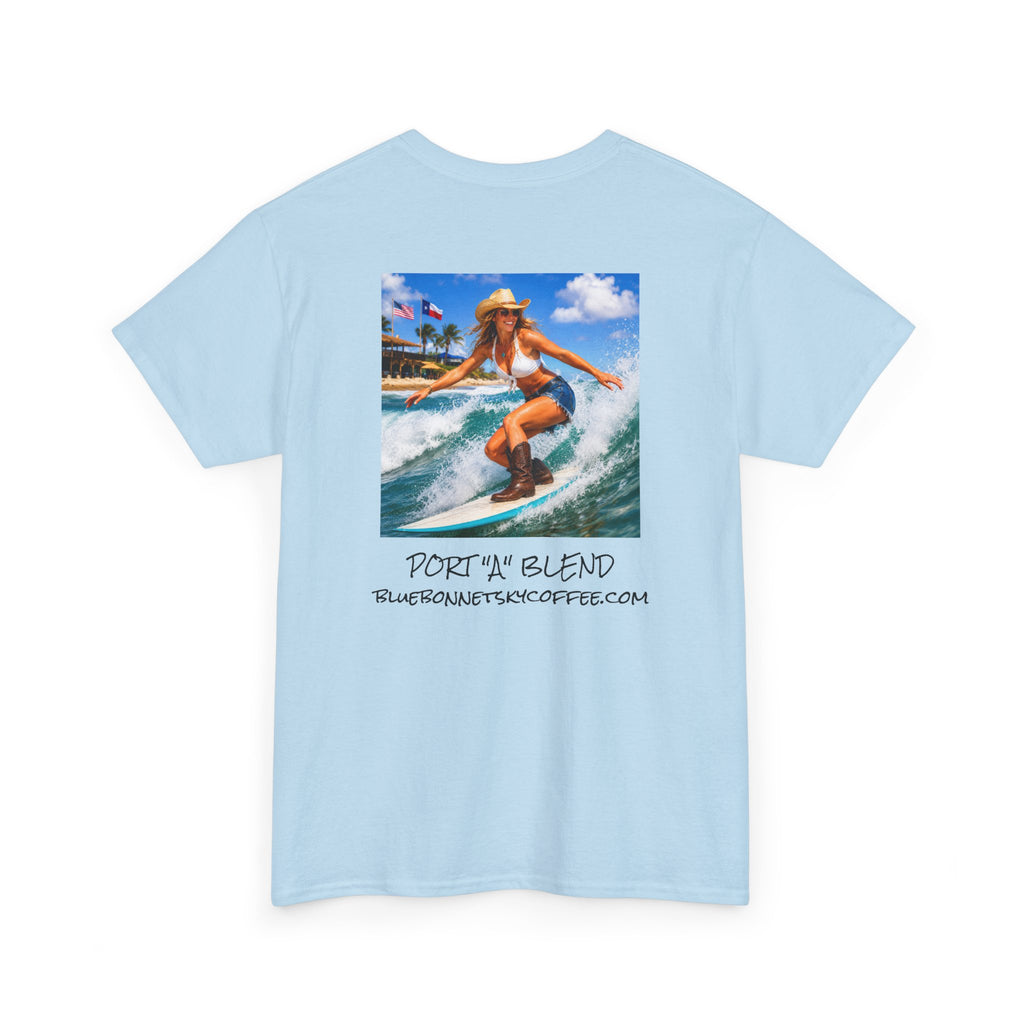 Port "A" blend-Retro Bluebonnet Sky Coffee Graphic T-Shirt