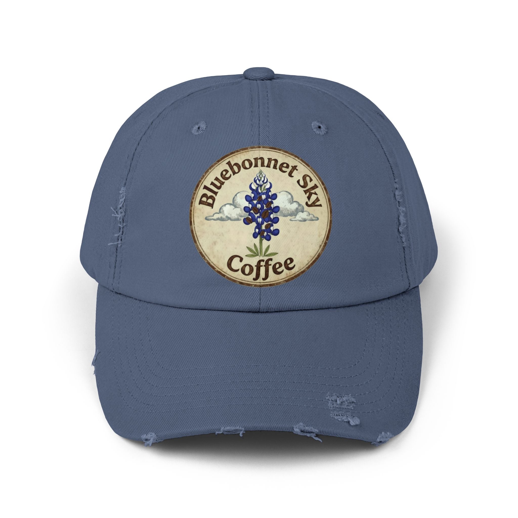 Bluebonnet Sky Coffee-Distressed Cap