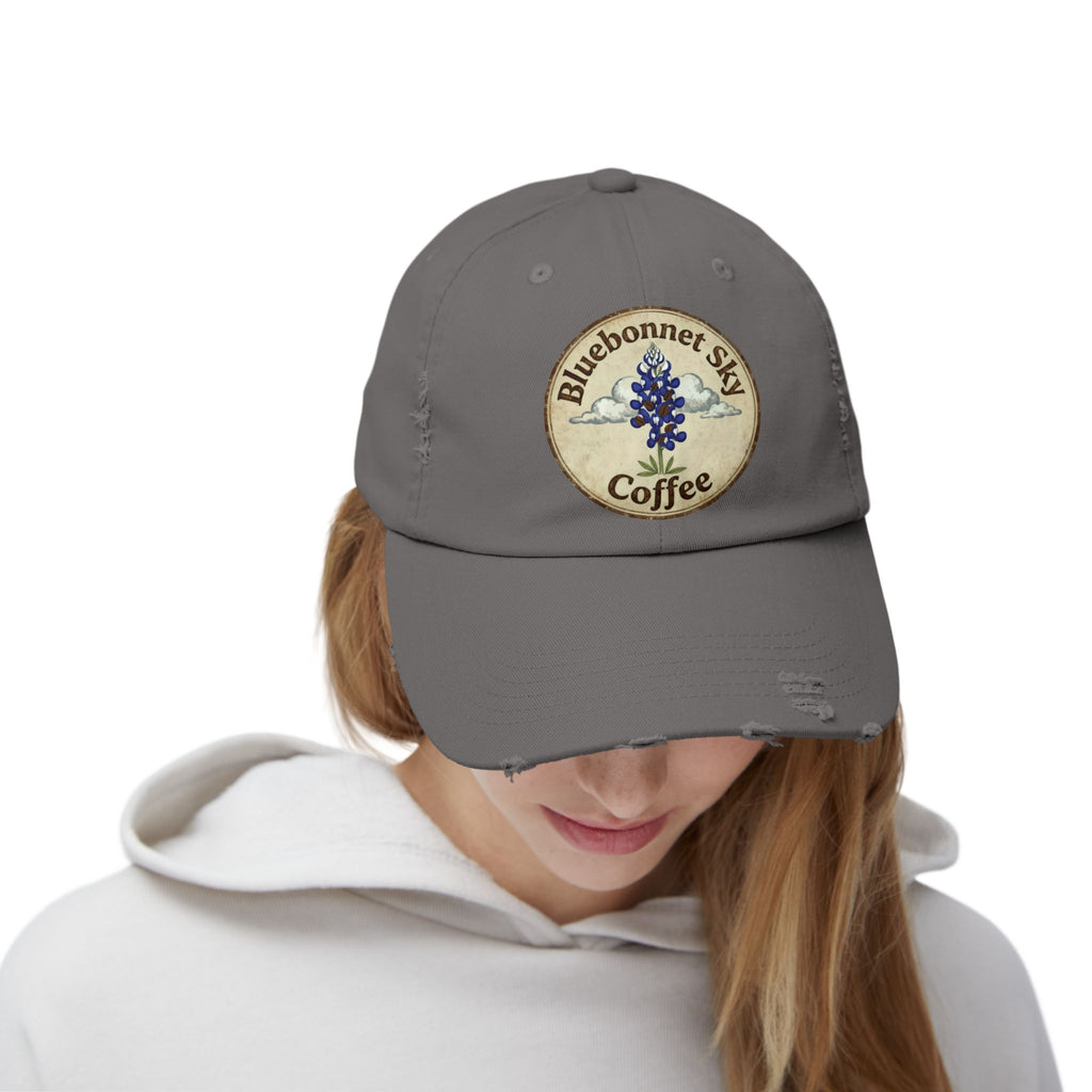 Bluebonnet Sky Coffee-Distressed Cap