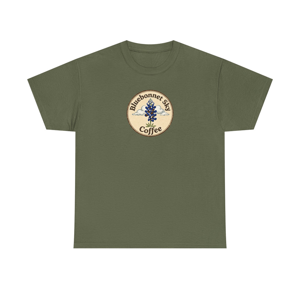 Vaquero Single Origin Tee — Retro Bluebonnet Sky Coffee Graphic T-Shirt