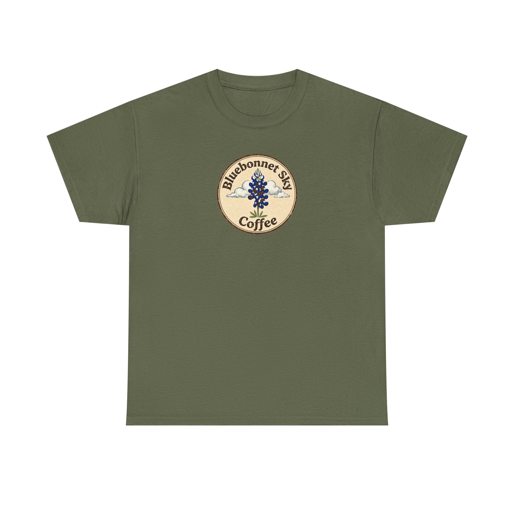 Vaquero Single Origin Tee — Retro Bluebonnet Sky Coffee Graphic T-Shirt