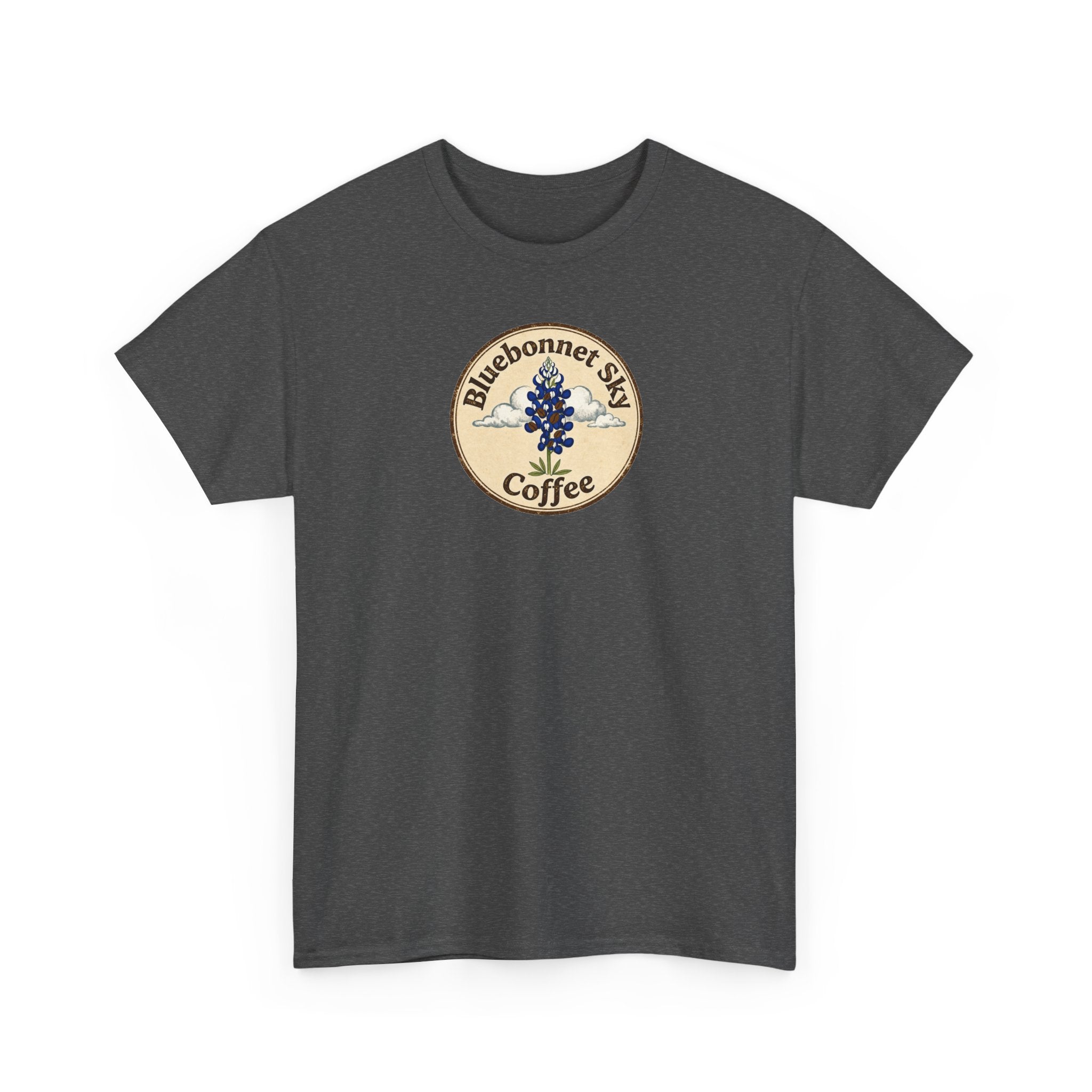 Buck Fever Decaf Coffee Tee-Retro Bluebonnet Sky Coffee Graphic T-Shirt