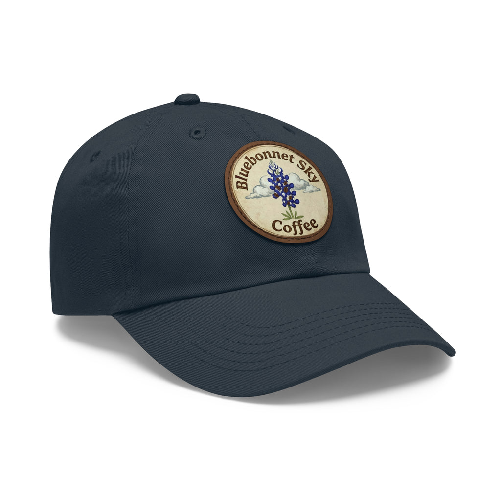 Bluebonnet Sky Coffee Leather Patch Dad Hat