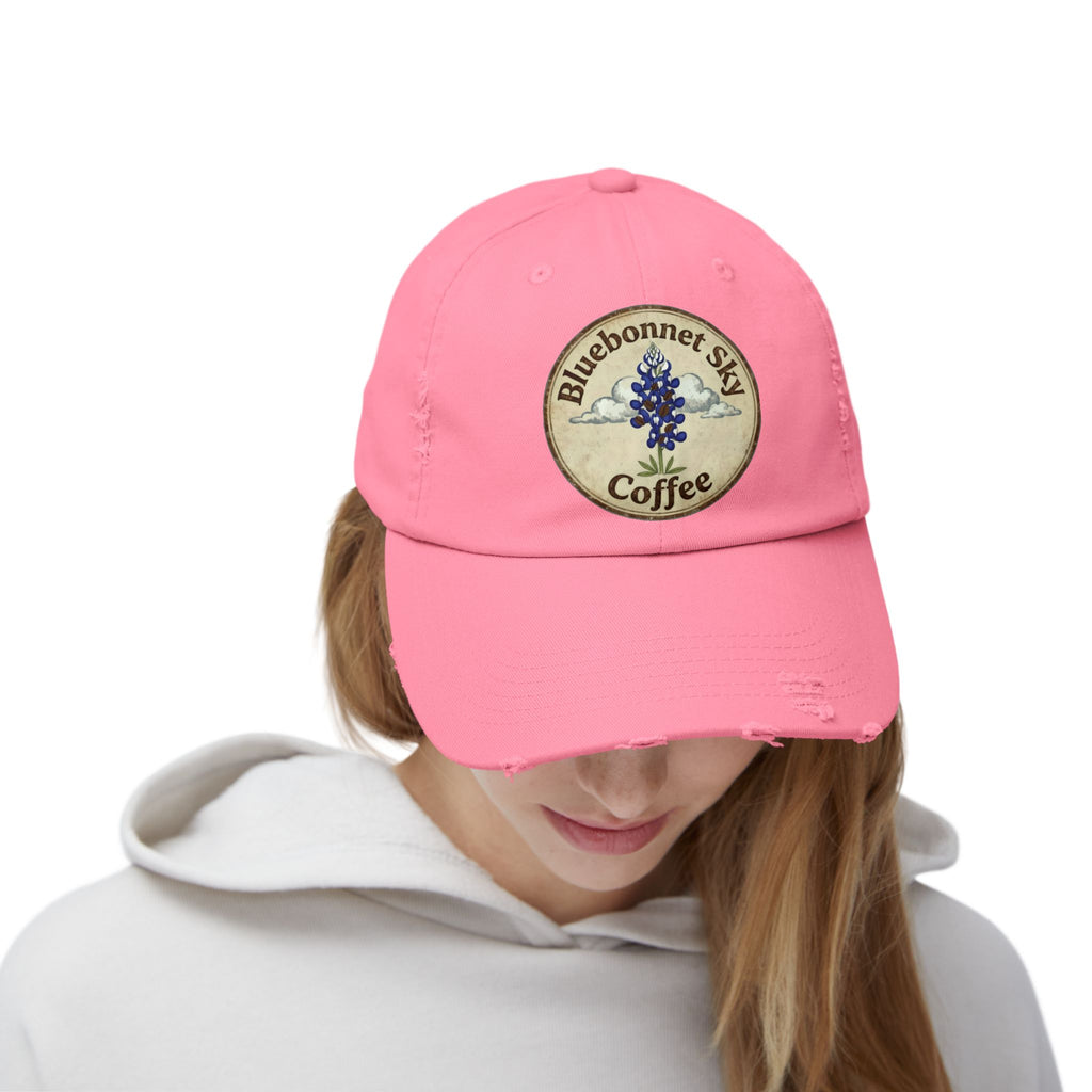 Bluebonnet Sky Coffee-Distressed Cap