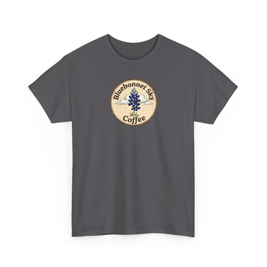Buck Fever Decaf Coffee Tee-Retro Bluebonnet Sky Coffee Graphic T-Shirt