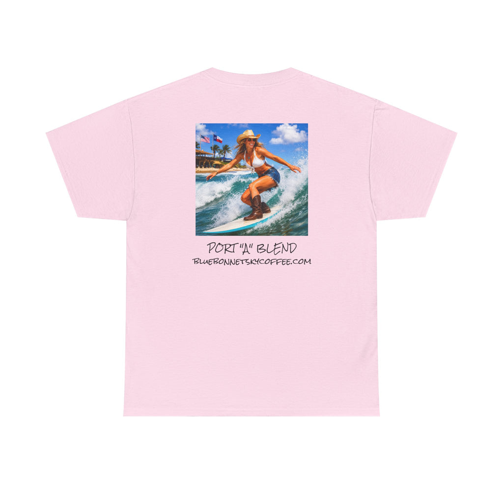 Port "A" blend-Retro Bluebonnet Sky Coffee Graphic T-Shirt