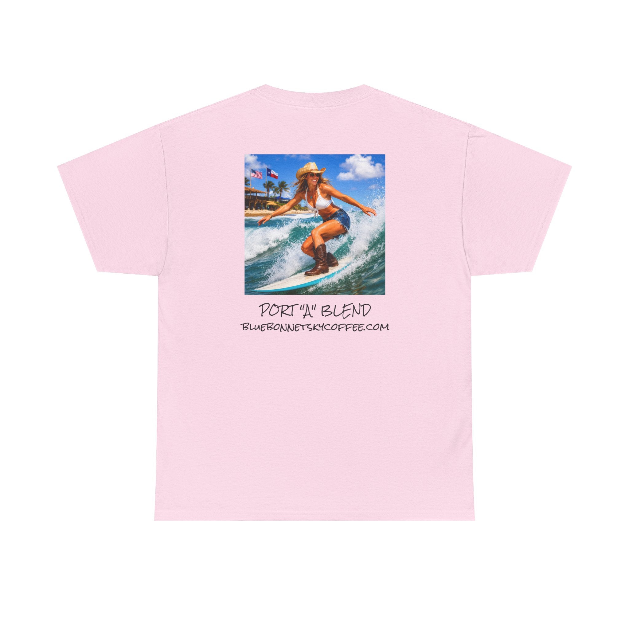 Port "A" blend-Retro Bluebonnet Sky Coffee Graphic T-Shirt