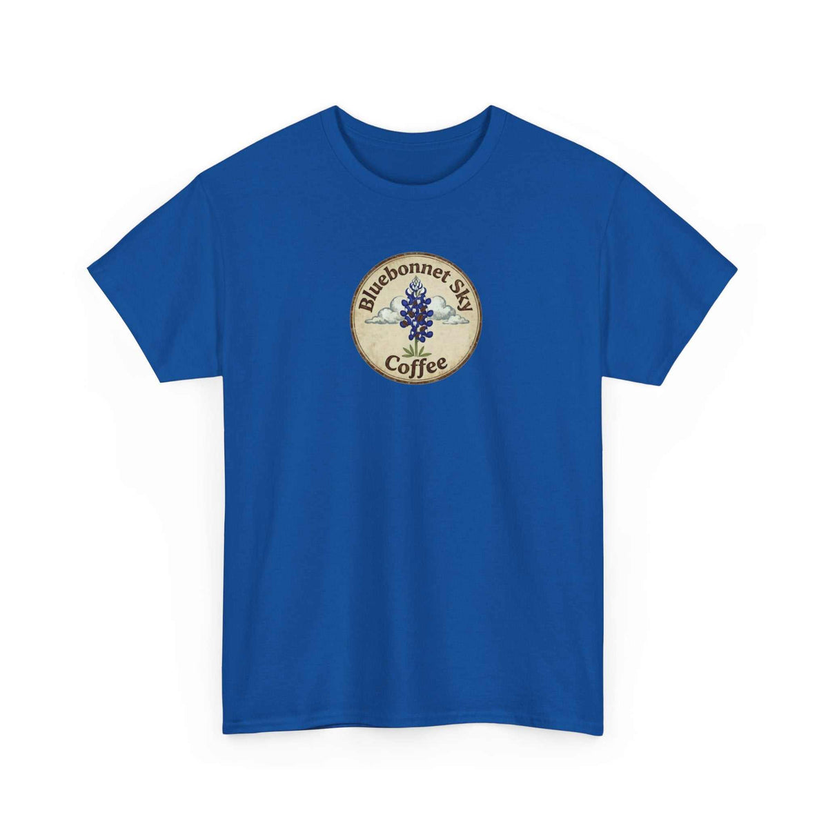 Ranch Dog Blend Tee with vintage Bluebonnet Sky Coffee graphic