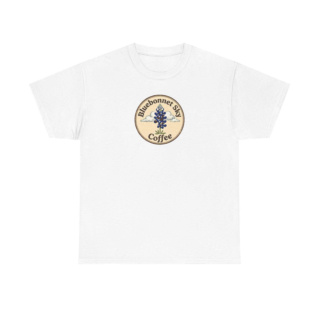 Ranch Dog Blend Tee with vintage Bluebonnet Sky Coffee graphic